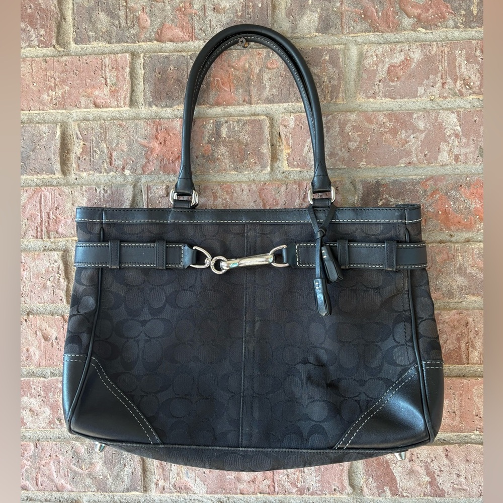 Coach Hamilton signature monogram purse black